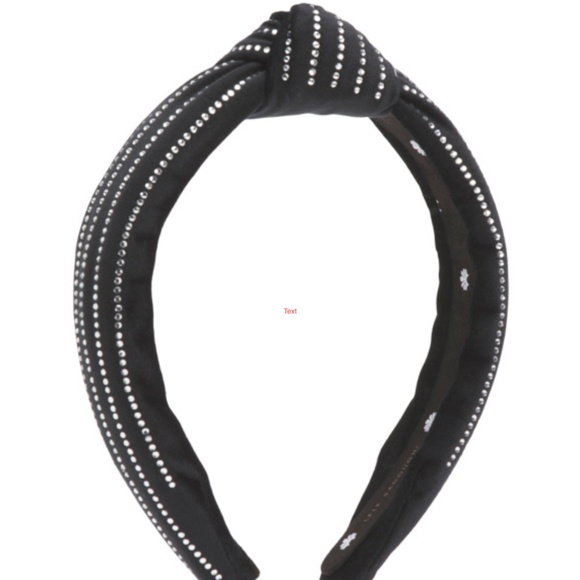 NWT $125 Lele Sadoughi Black Crystal Pinstripe Slim Knotted Headband! main image 6